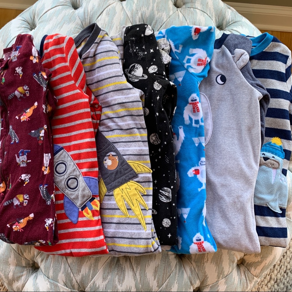 8 Pair - footed pajamas - size 5t